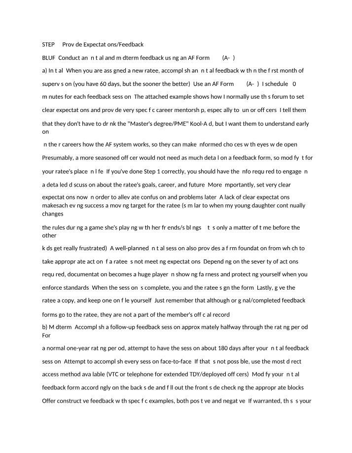 Providing Feedback and Expectations