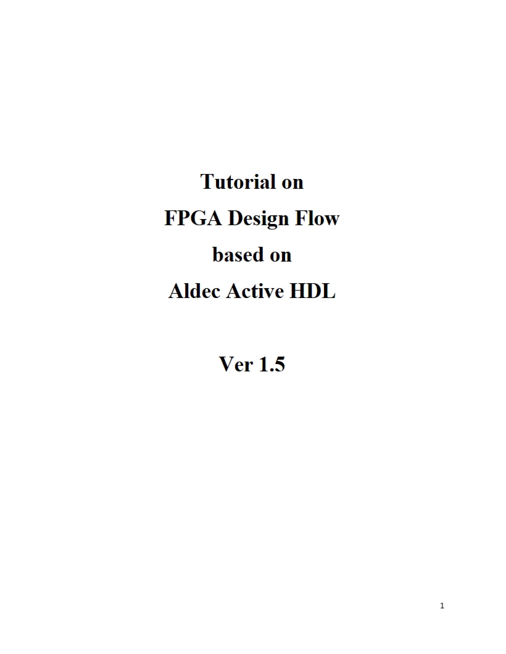 Aldec Active HDL FPGA Design Flow Guide