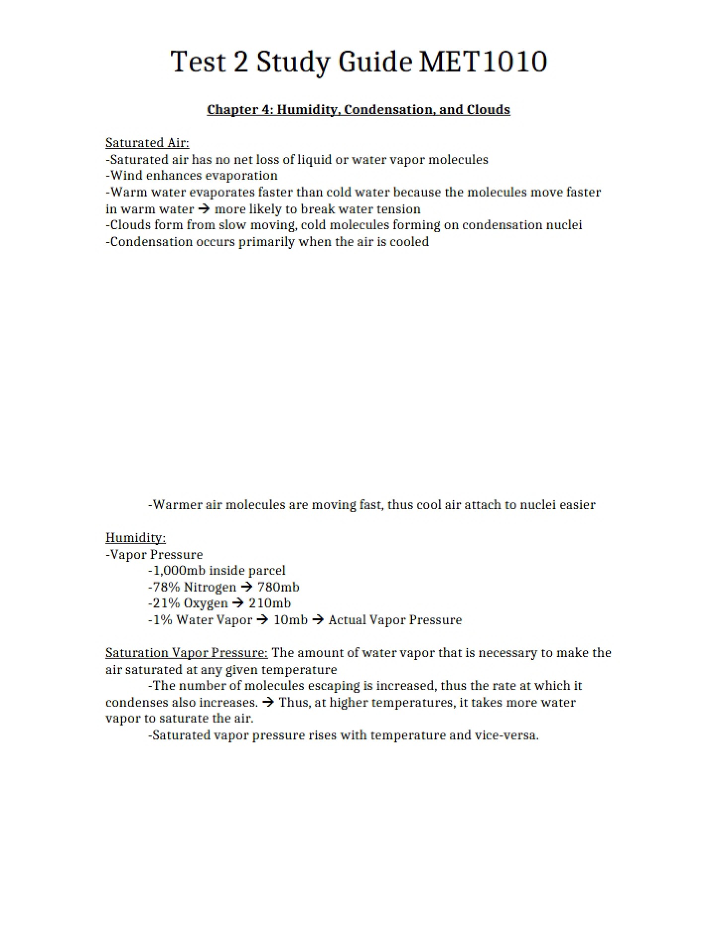 Study Guide for Second Test