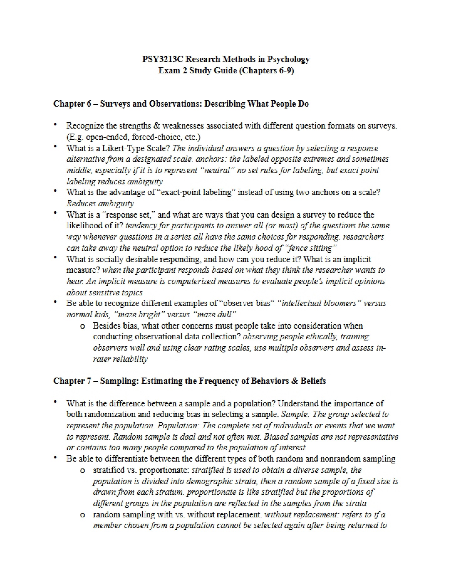 Guide to Exam 2