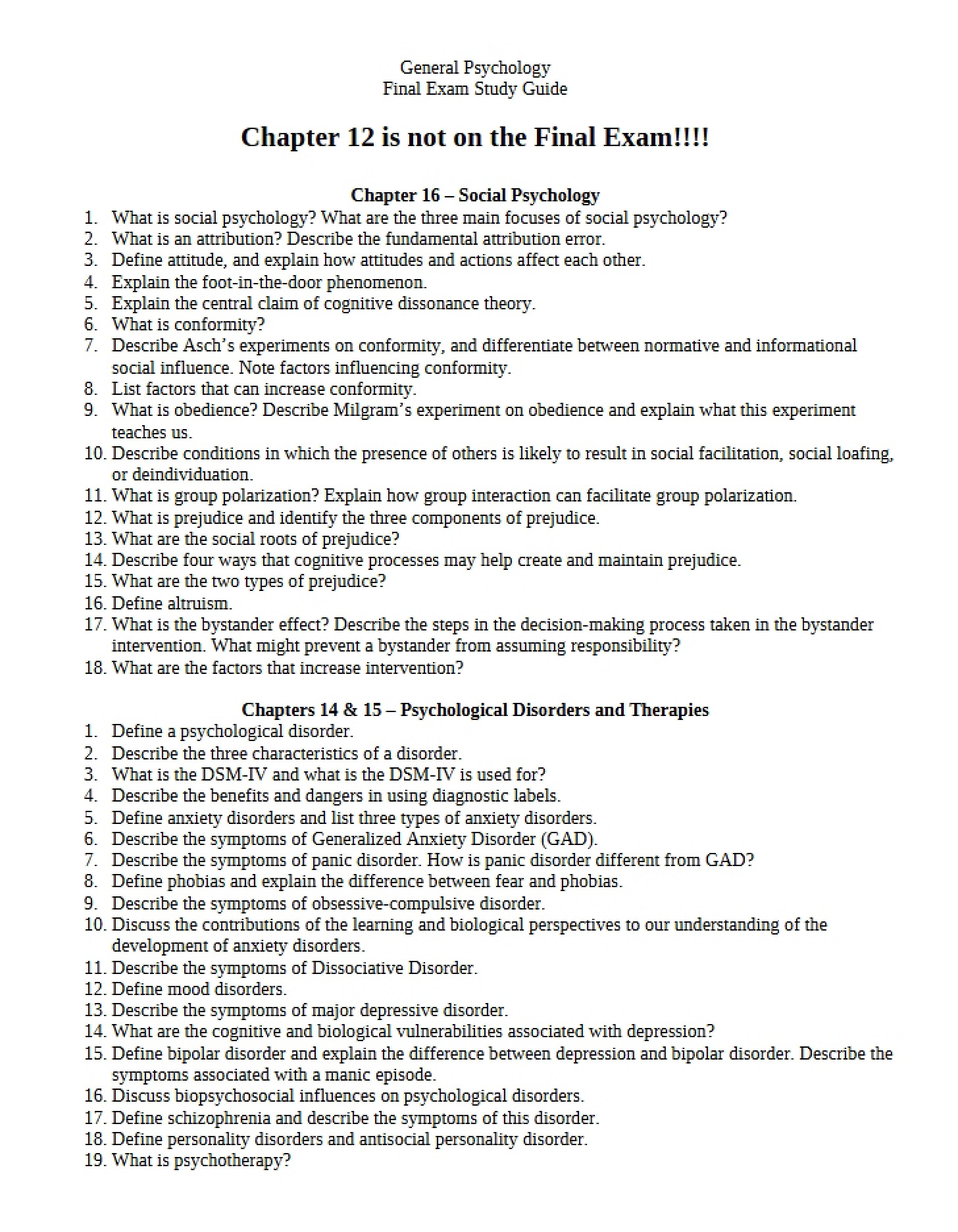 Biological and Psychological Treatments Chapter 16
