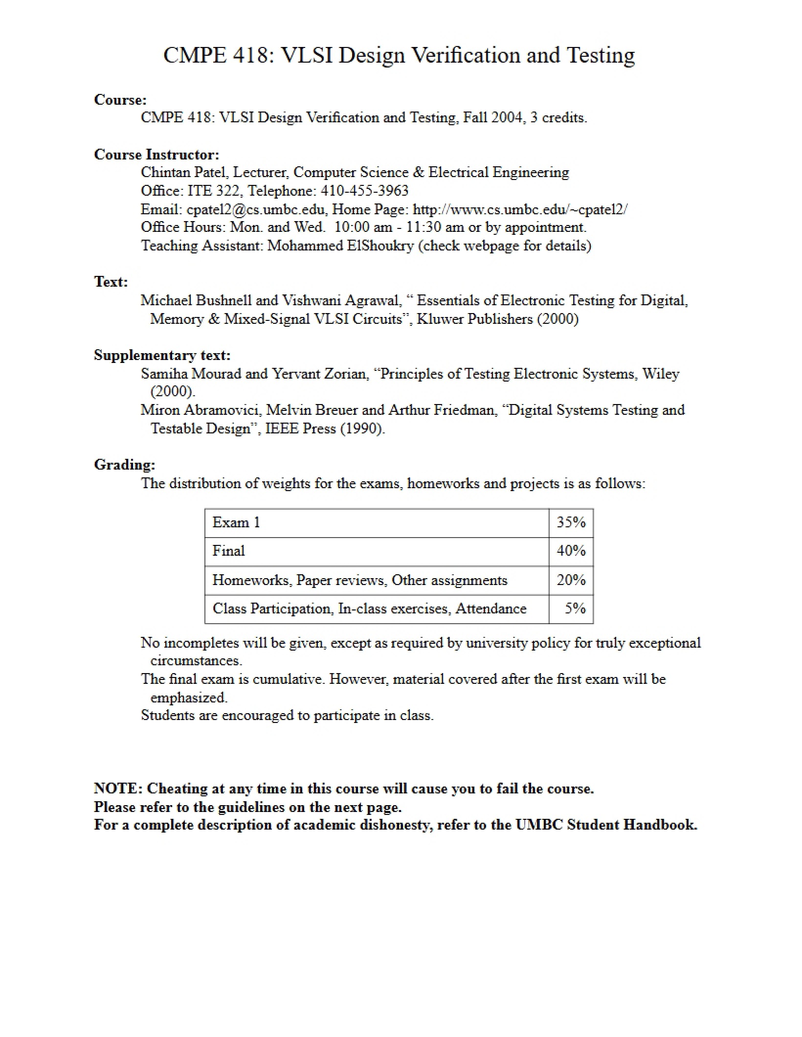 Design Verification and Testing (VLSI)