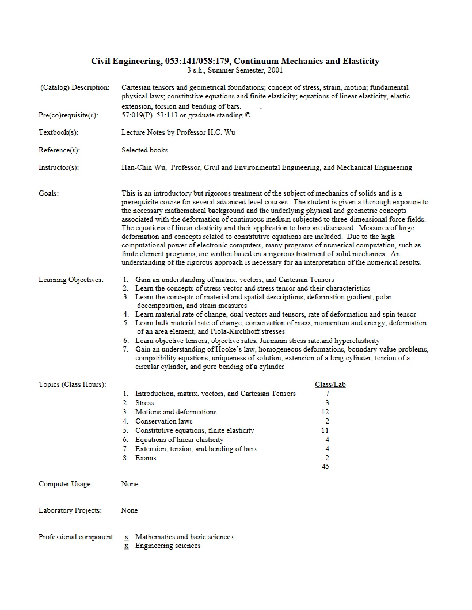 Elasticity and Continuum Mechanics