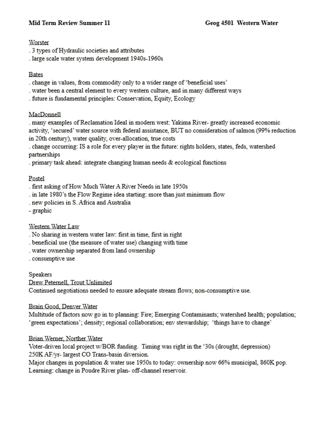 Mid-Term Review for Summer 11