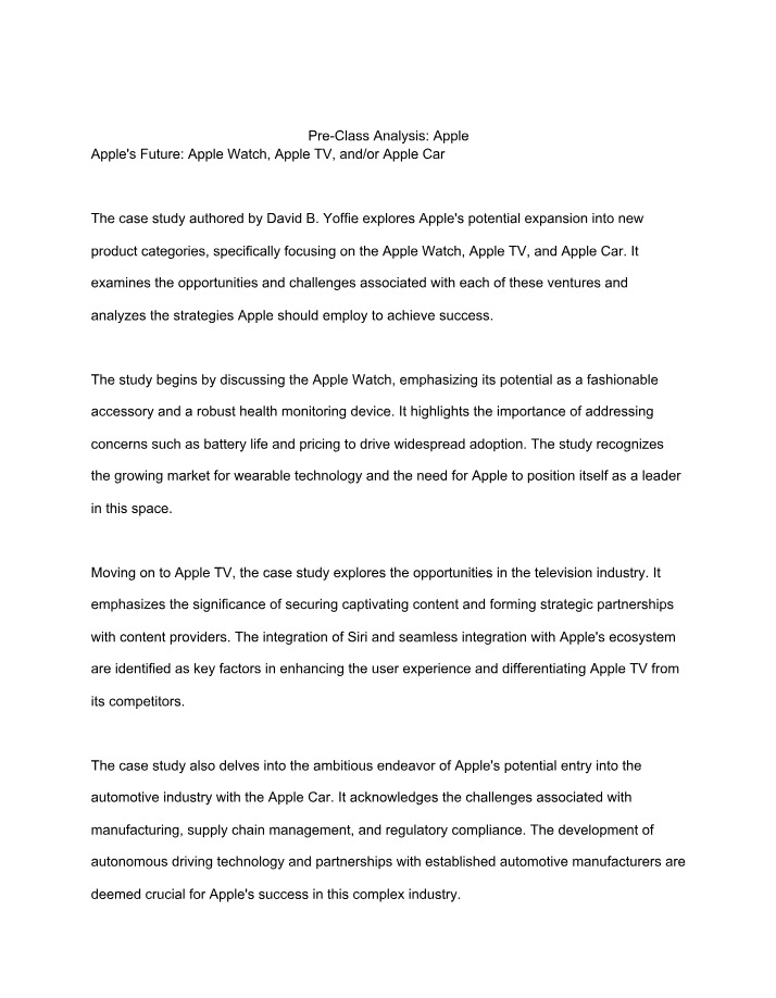 Apple Pre Class Analysis Report
