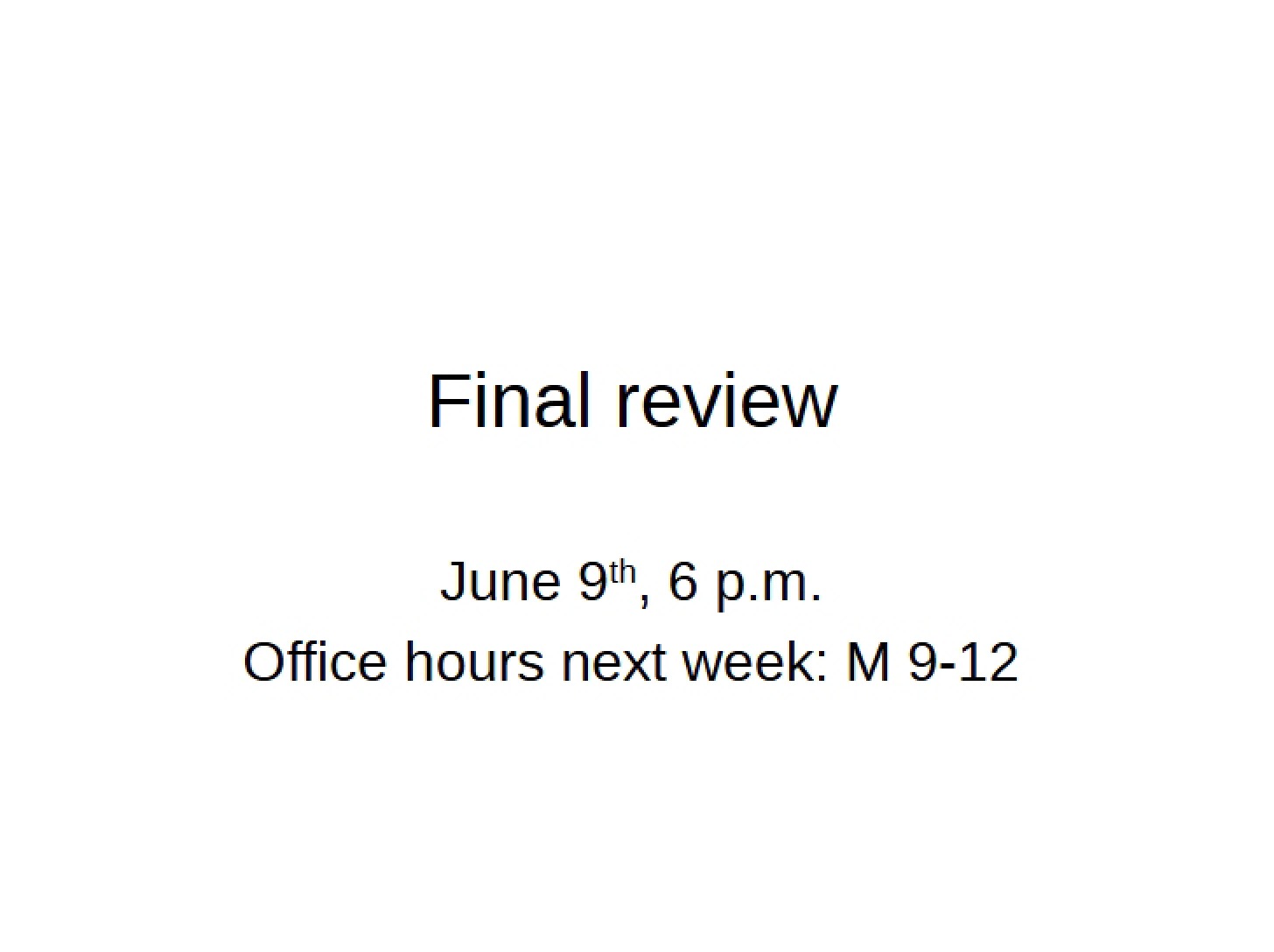 Review for Final