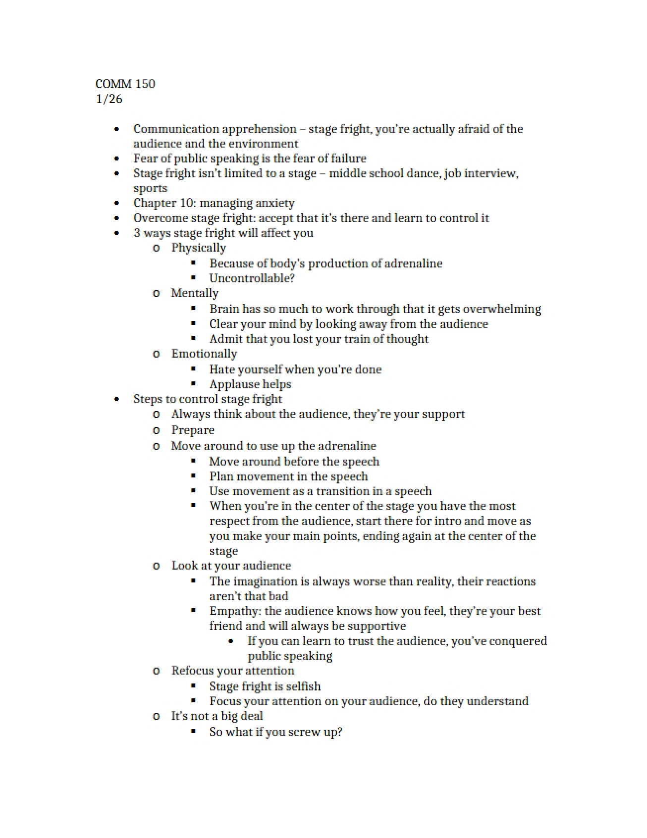 Communication Notes