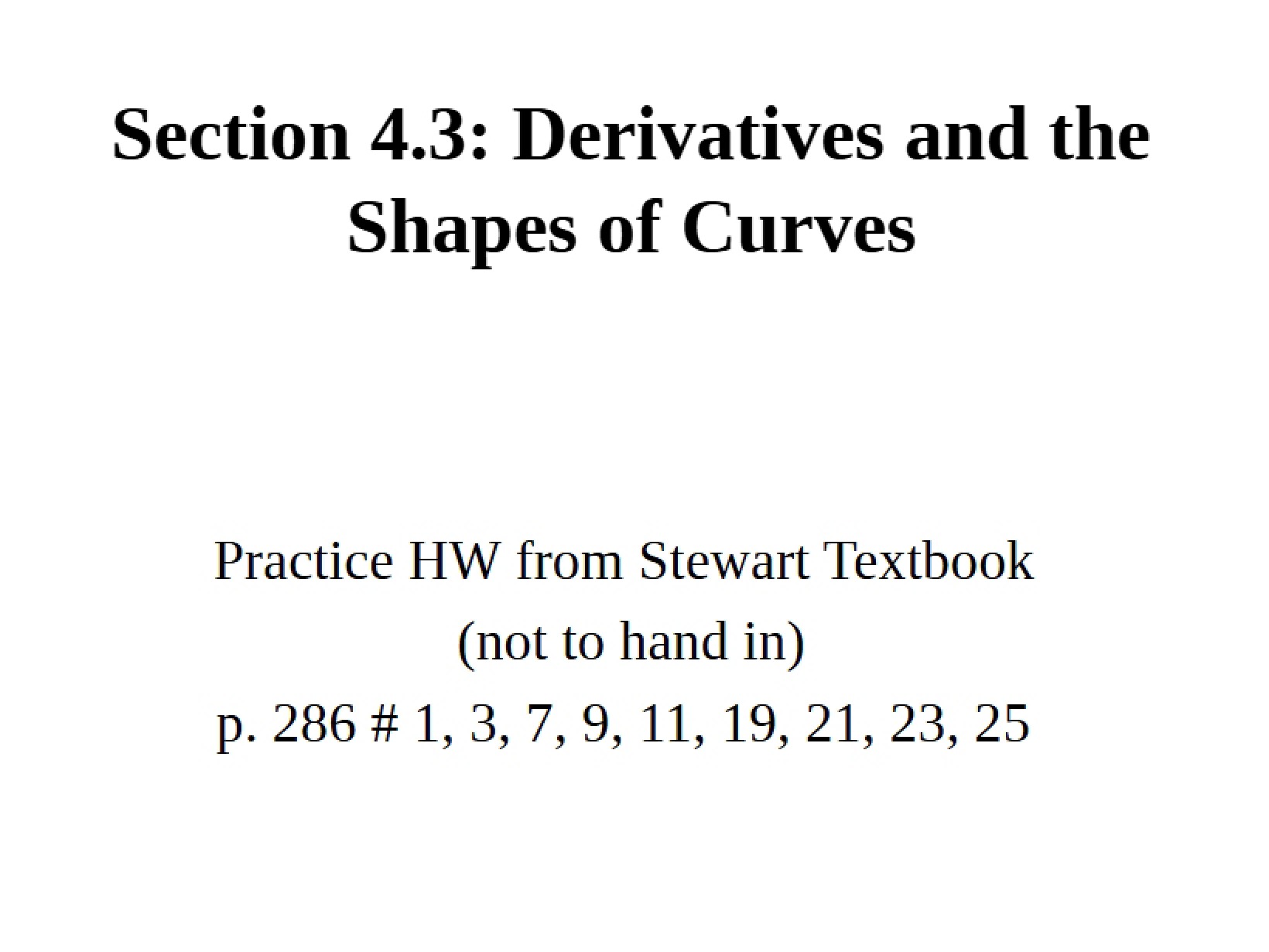 Curve Shapes and Derivatives