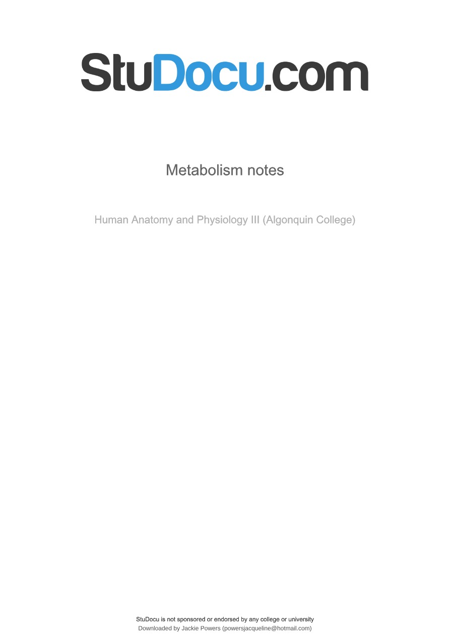 Notes on Metabolism