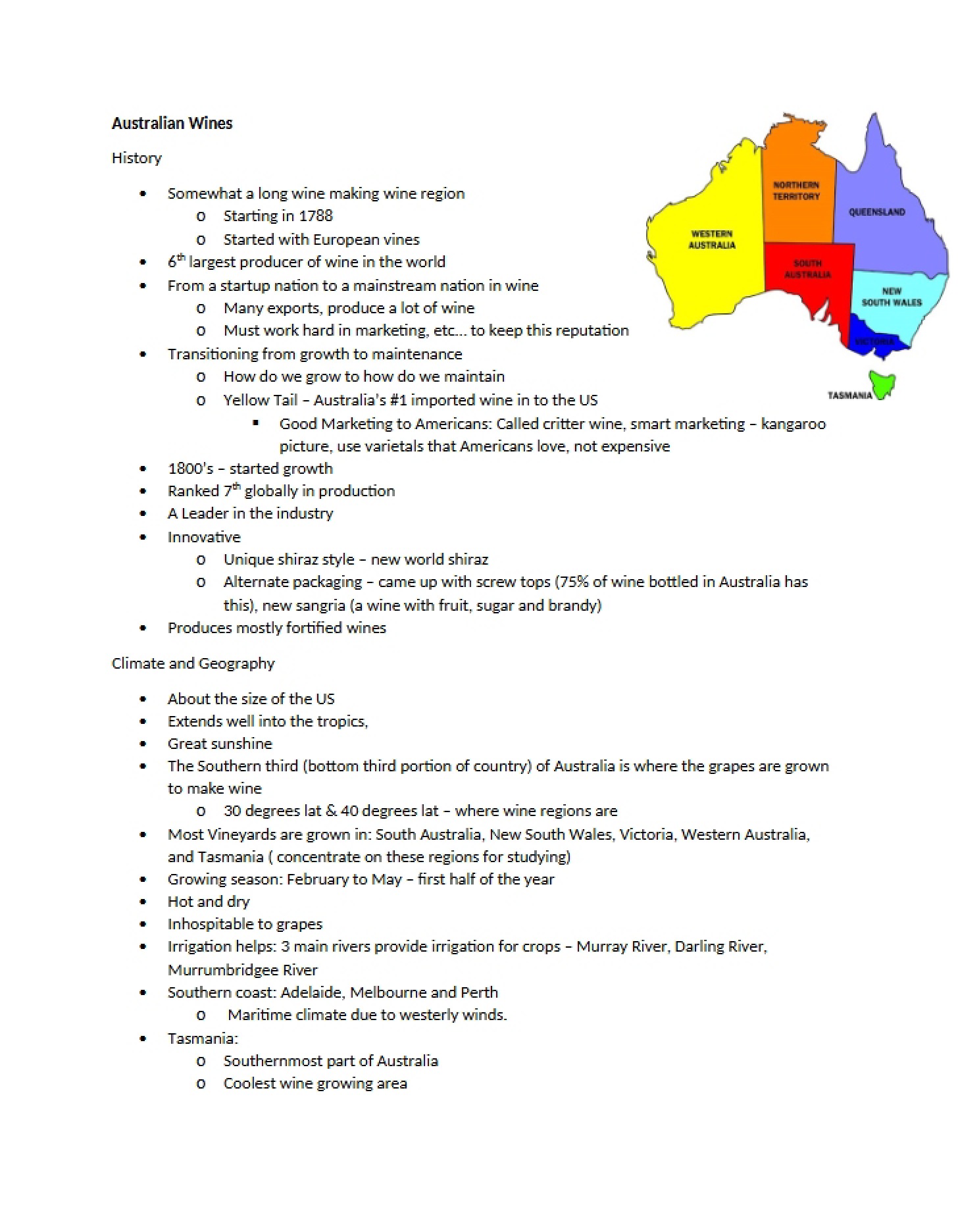 Viticulture and Wines of Australia