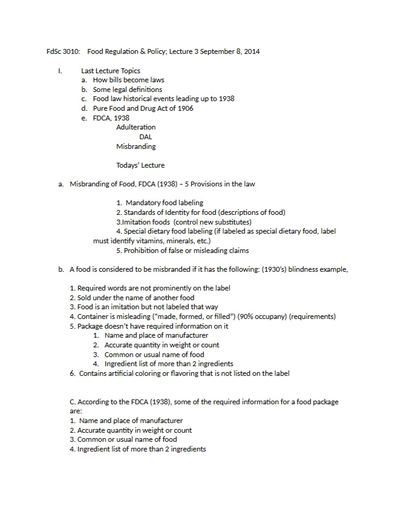Filled Lecture Three Outline