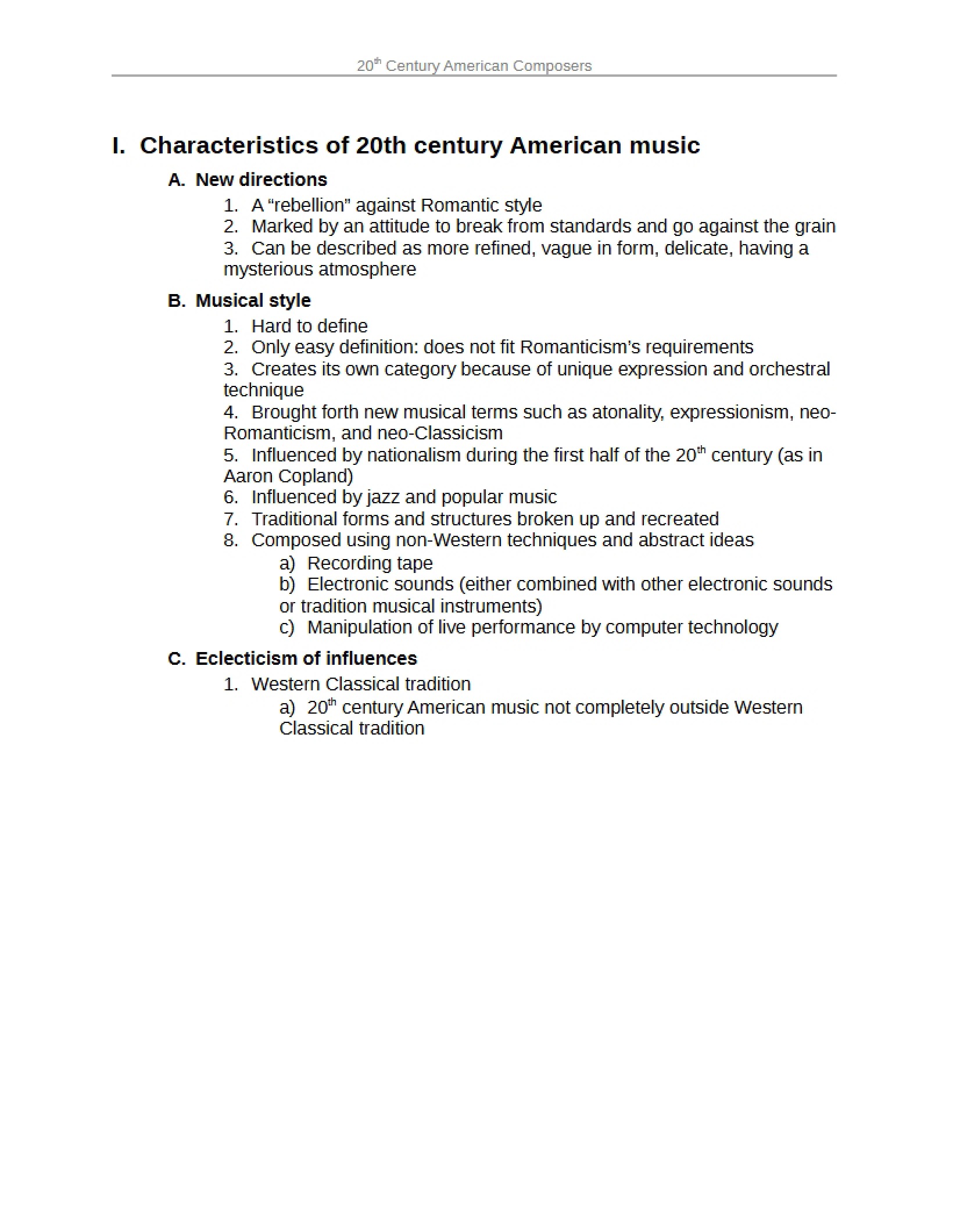 20th Century American Music Characteristics