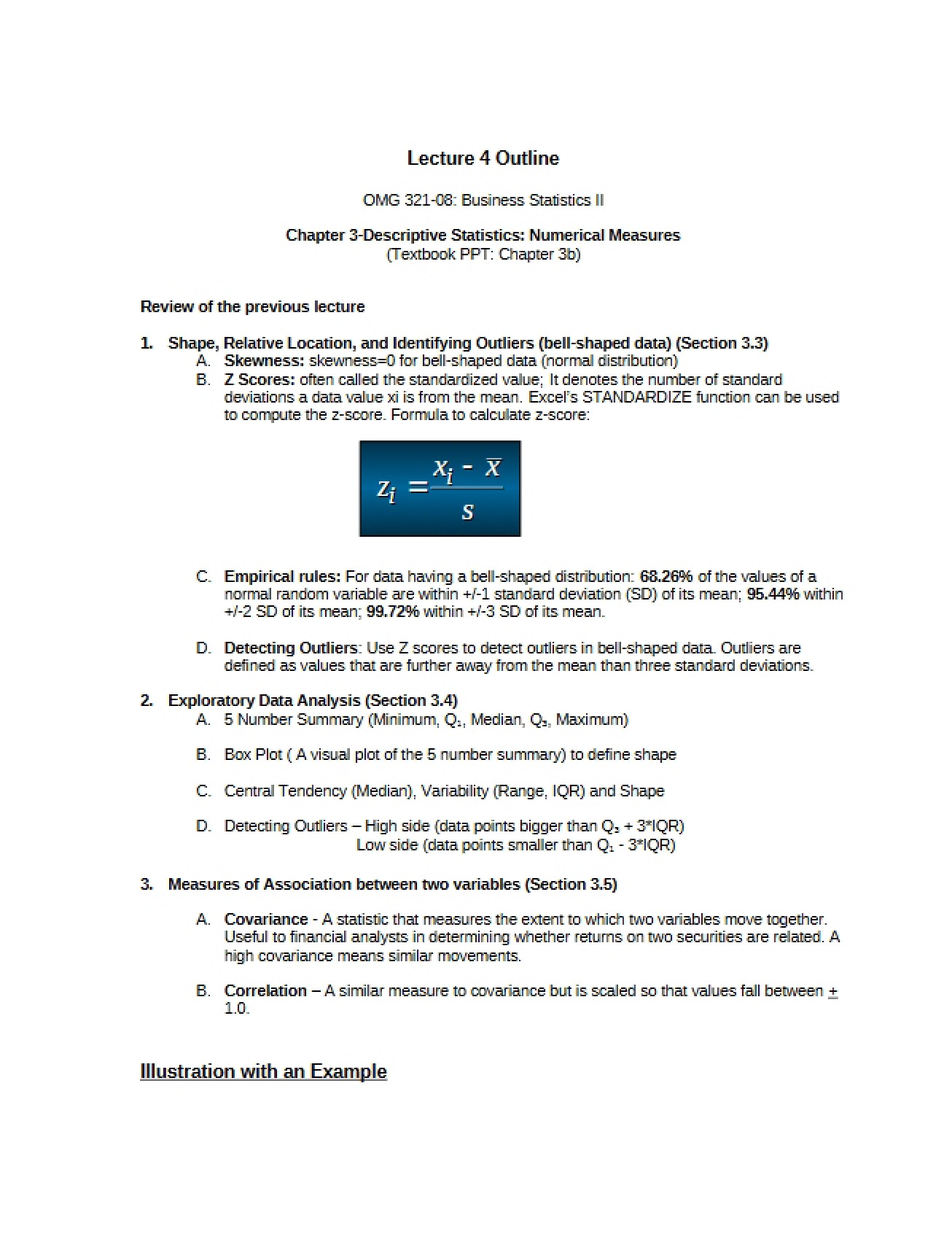 Numerical Measures in Descriptive Statistics