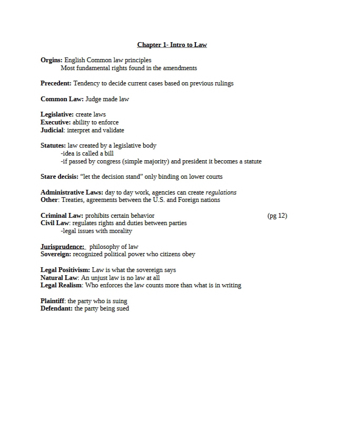 First Chapter Legal Introduction