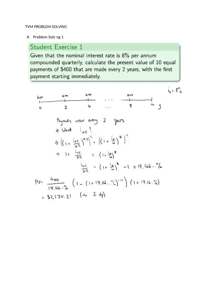 Problem Solving Exercises - TVM