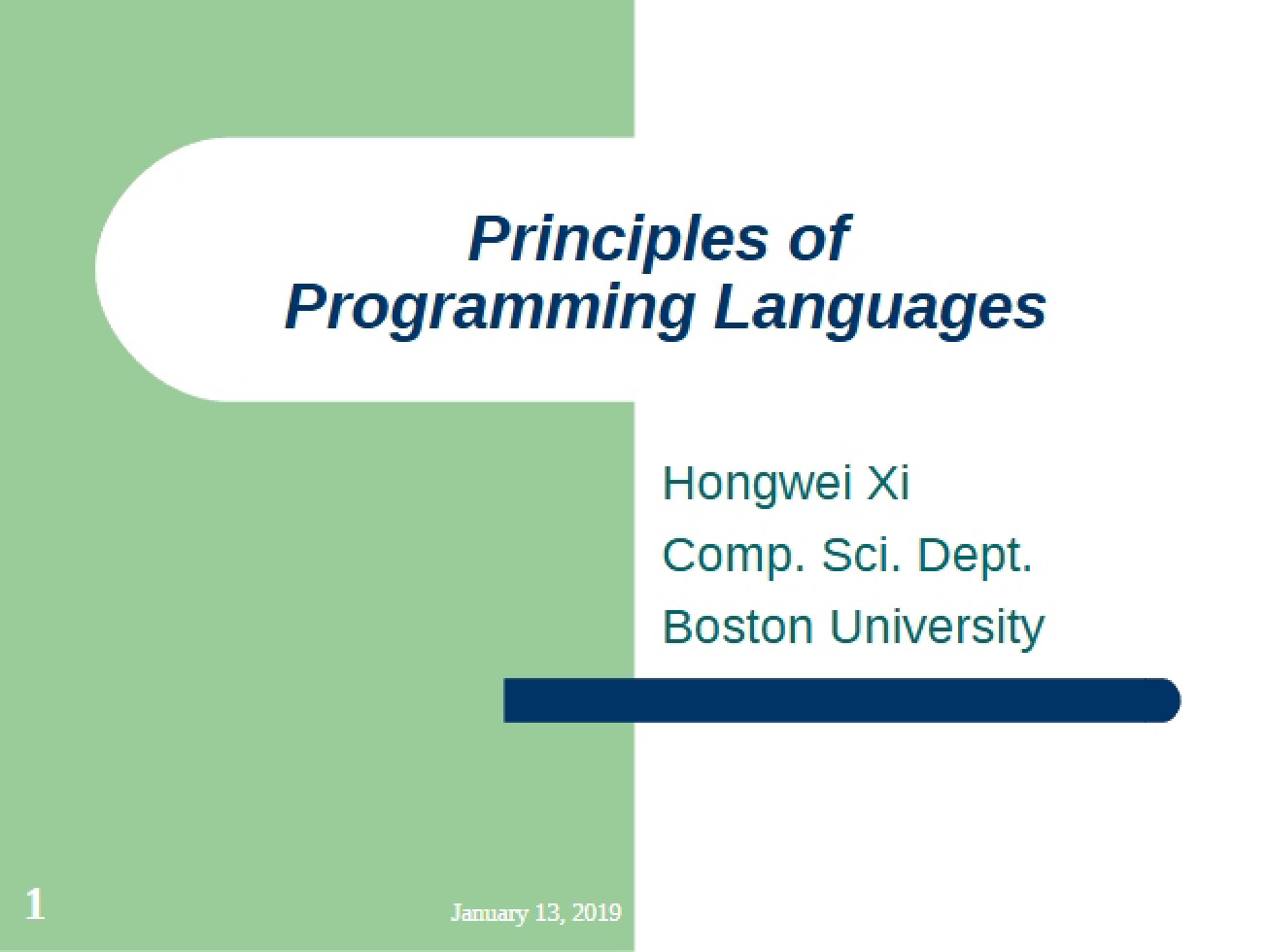 Overview of the Principles of Programming Languages