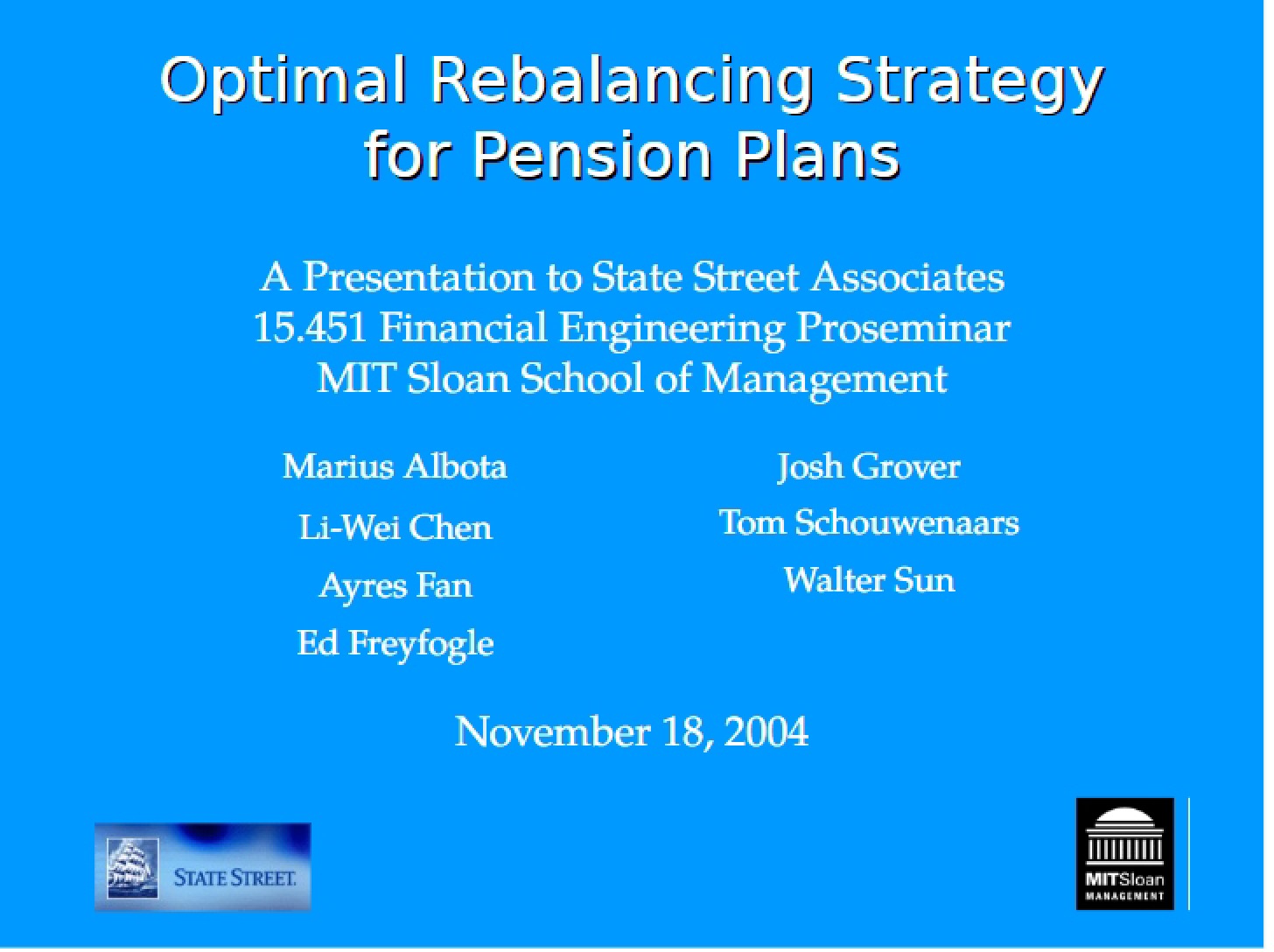 Pension Plan Optimal Rebalancing