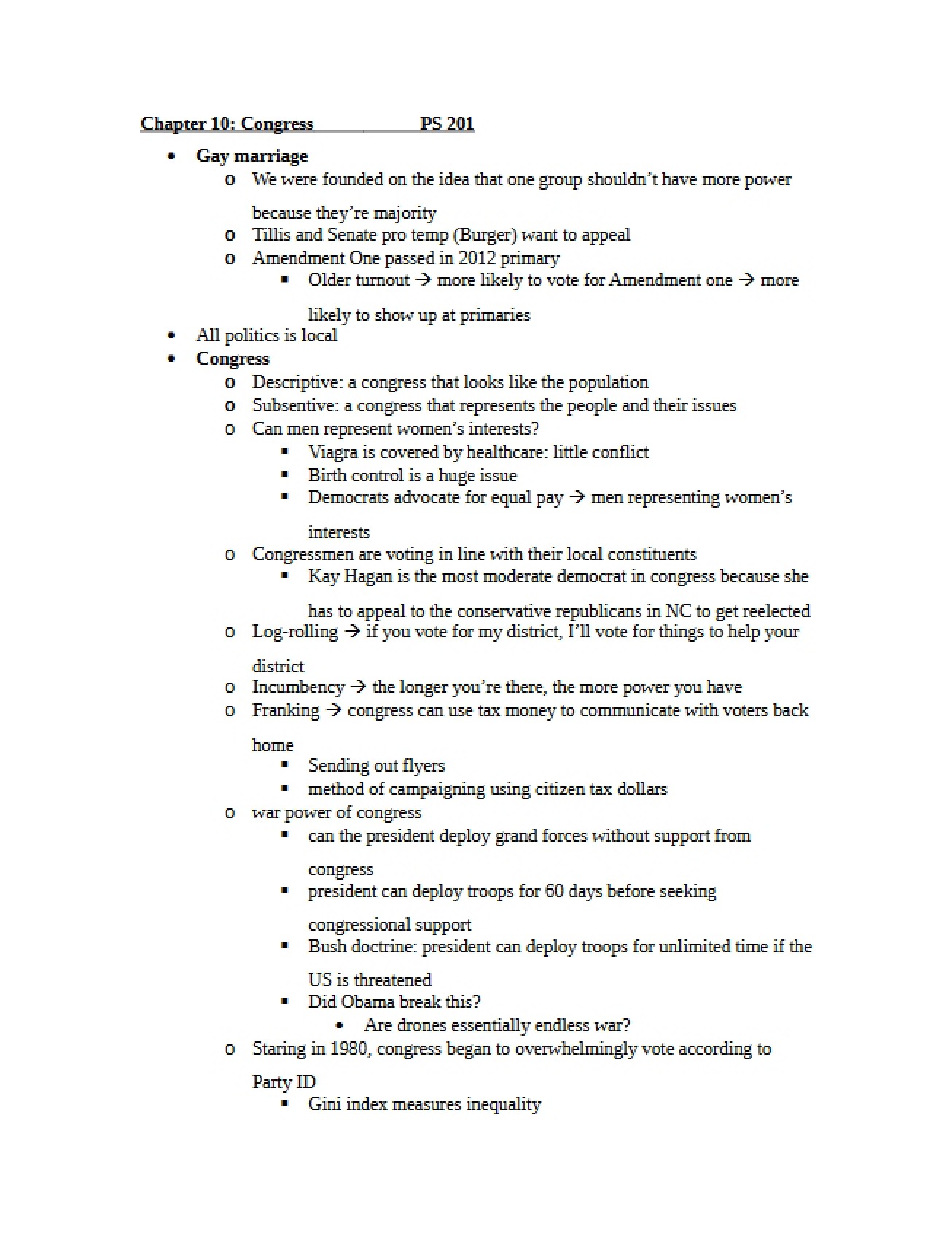 Class Notes for Chapter Ten