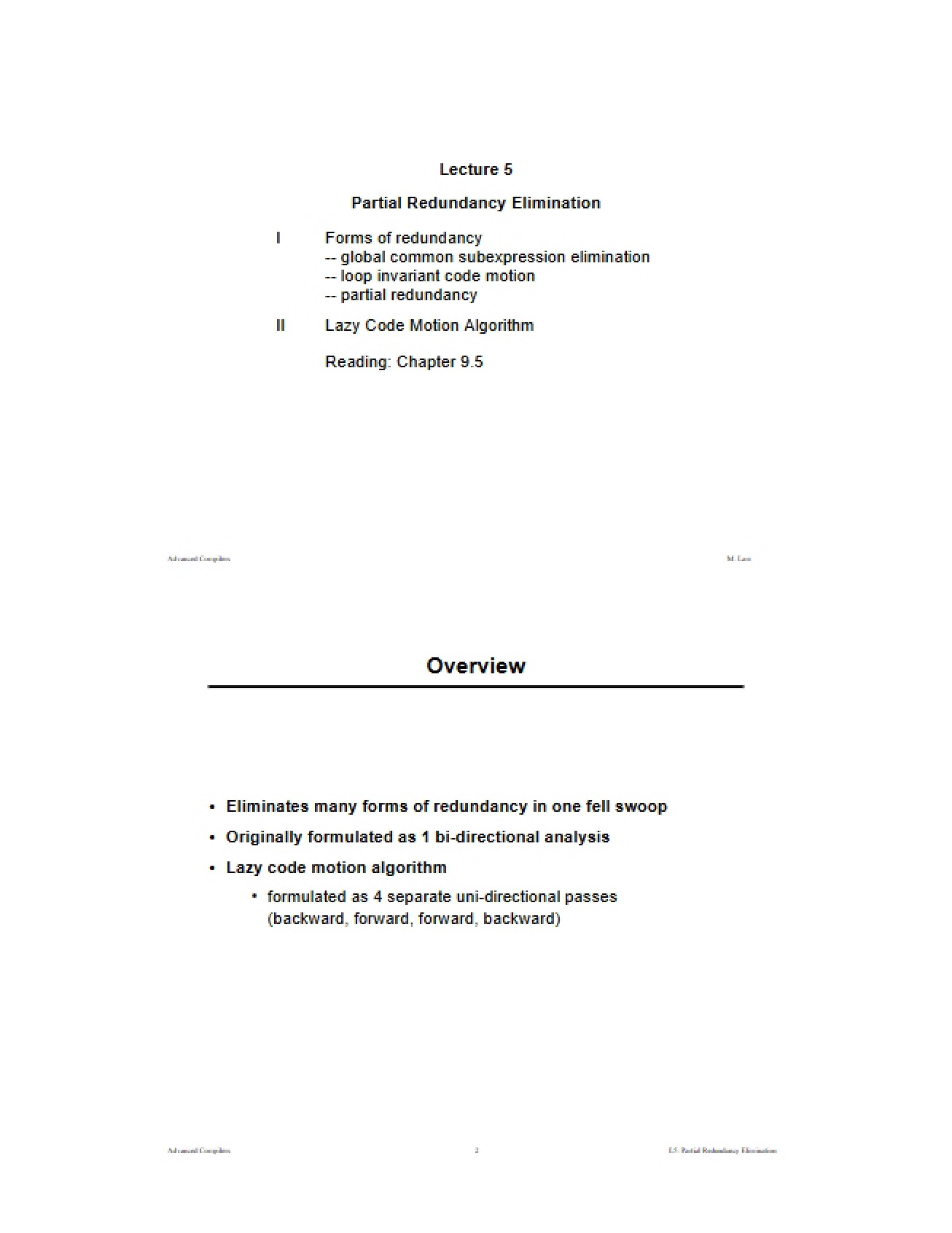 Introduction to Partial Redundancy Elimination