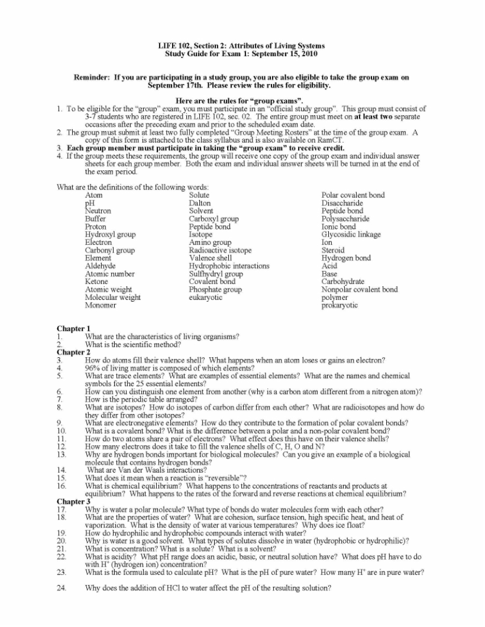Living Systems Exam 1