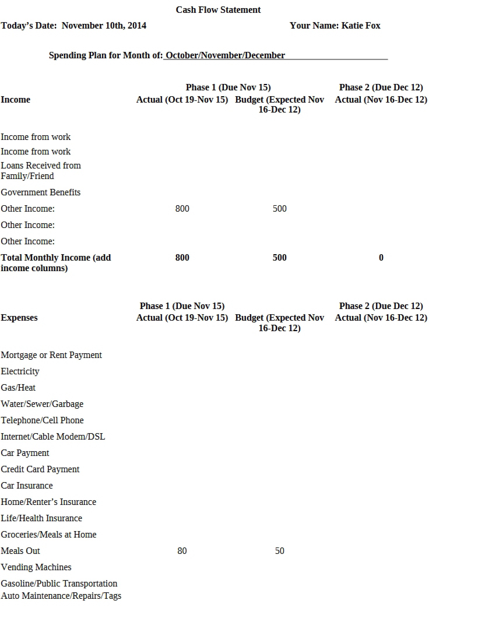 Statement of Cash Flows