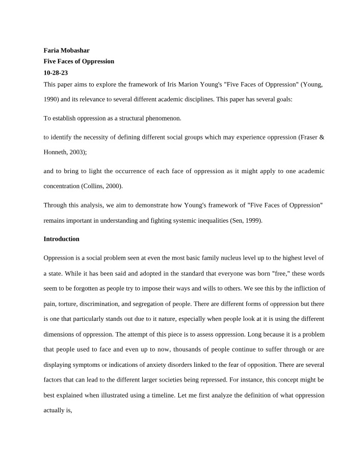 The Five Faces of Oppression in the Finance Sector