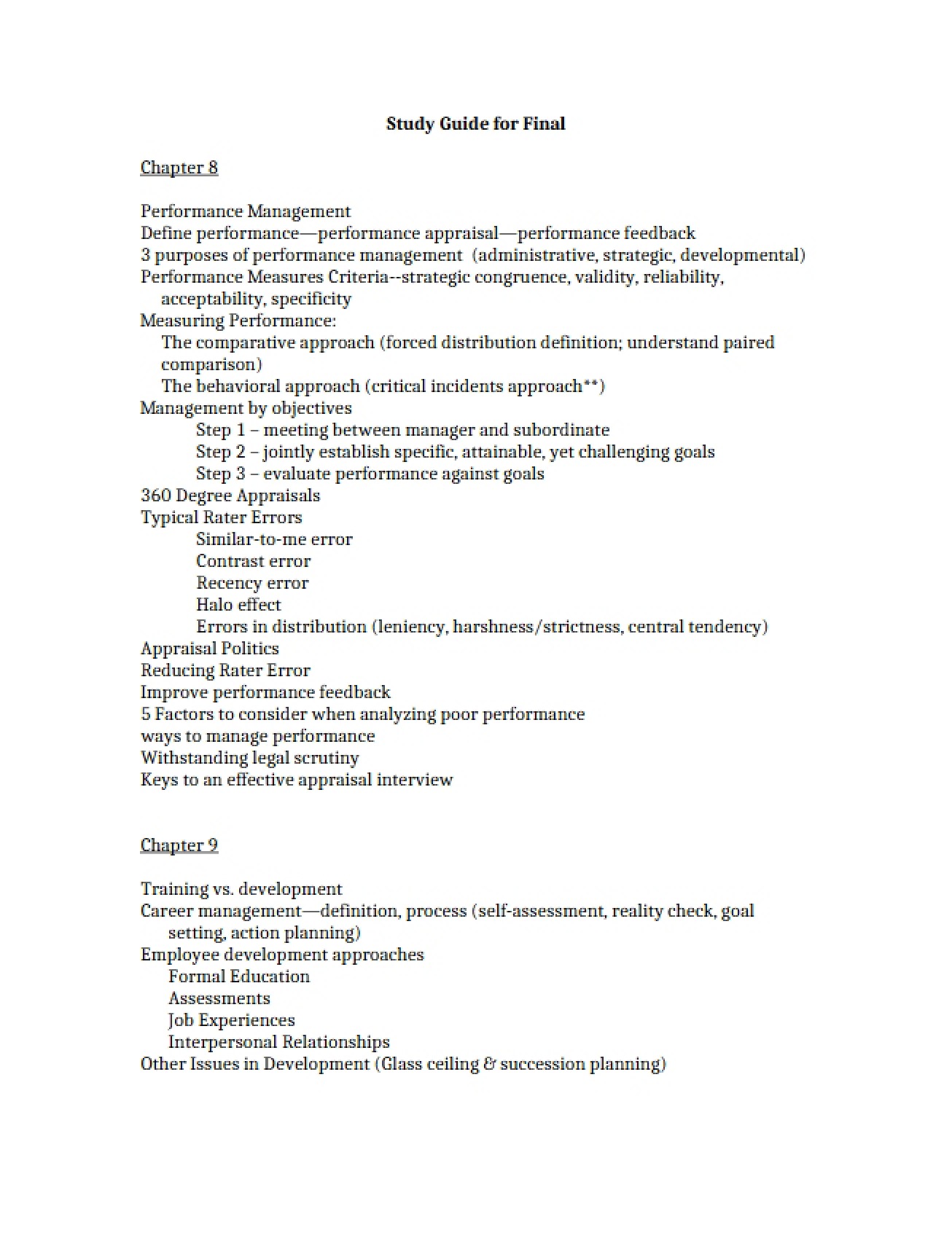 HR Final Examination Study Guide
