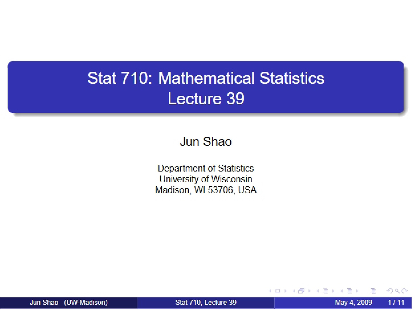 Class Notes for STAT 710