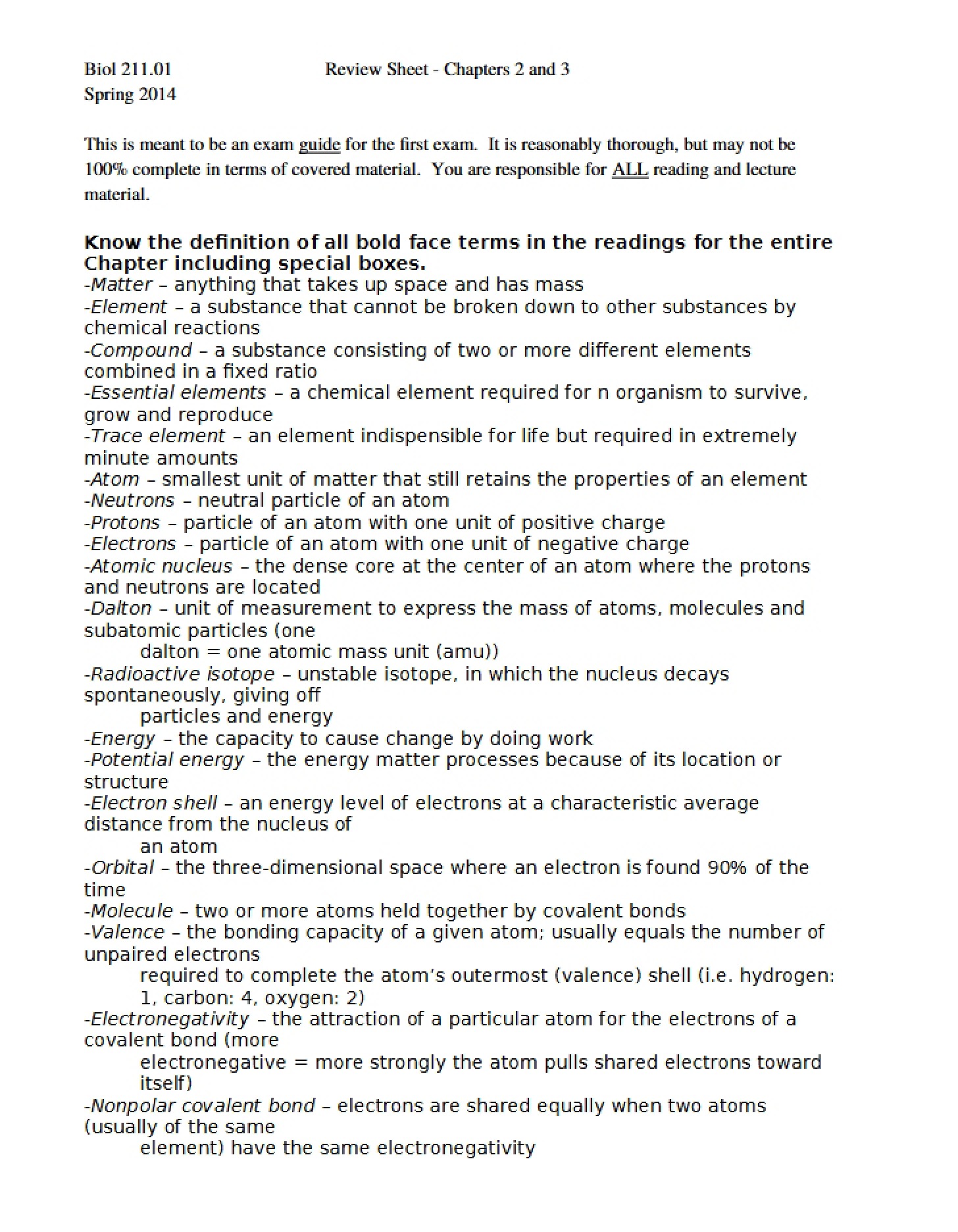 Ch 2 and 3 Overview