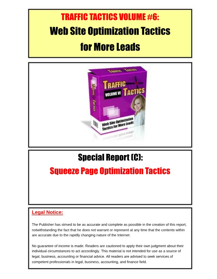 Tactics for Squeeze Page Optimization