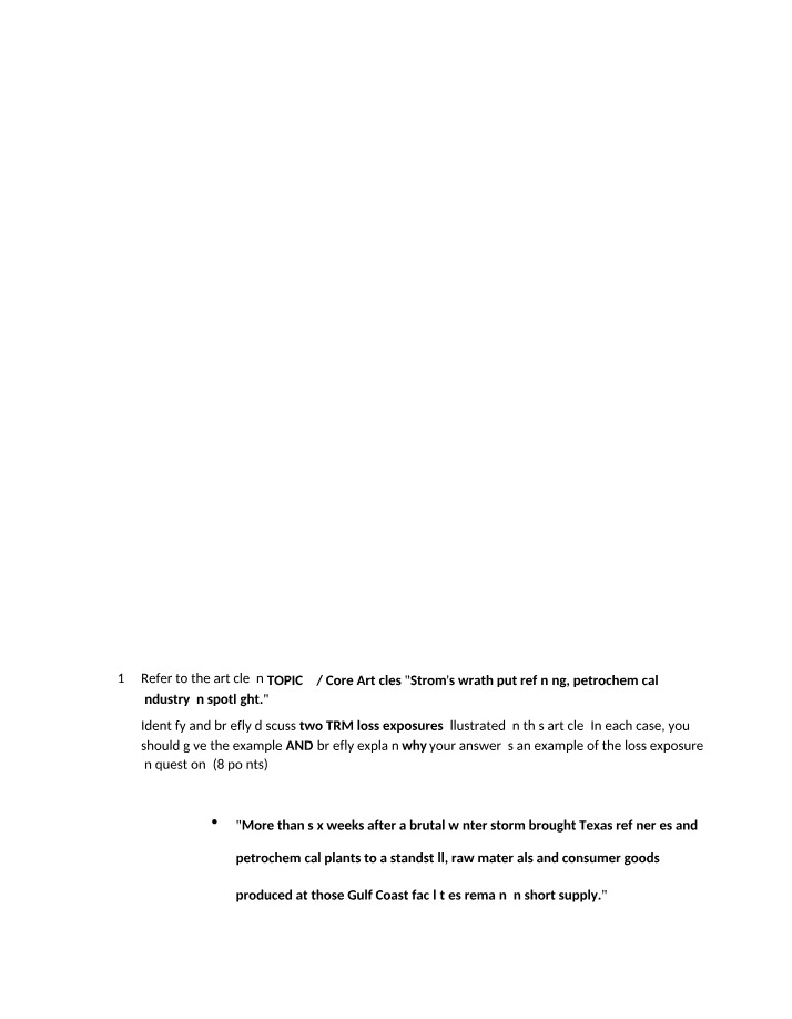 Identifying TRM Loss Exposures - Refining and Petrochemical