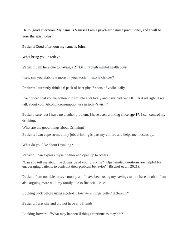 Motivational Interviewing Transcript - Vanessa
