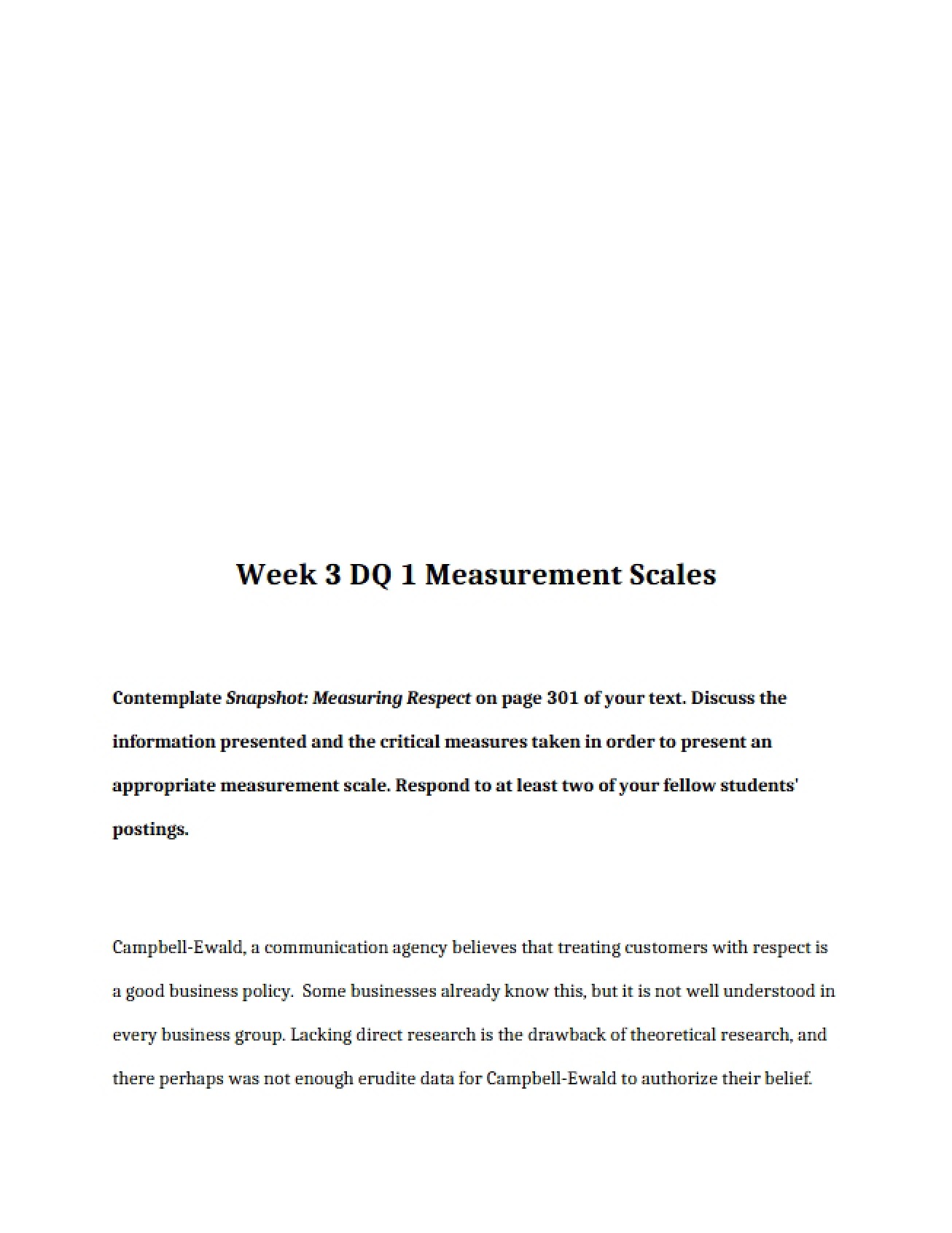 Discussion Measurement Scales (Week 3)