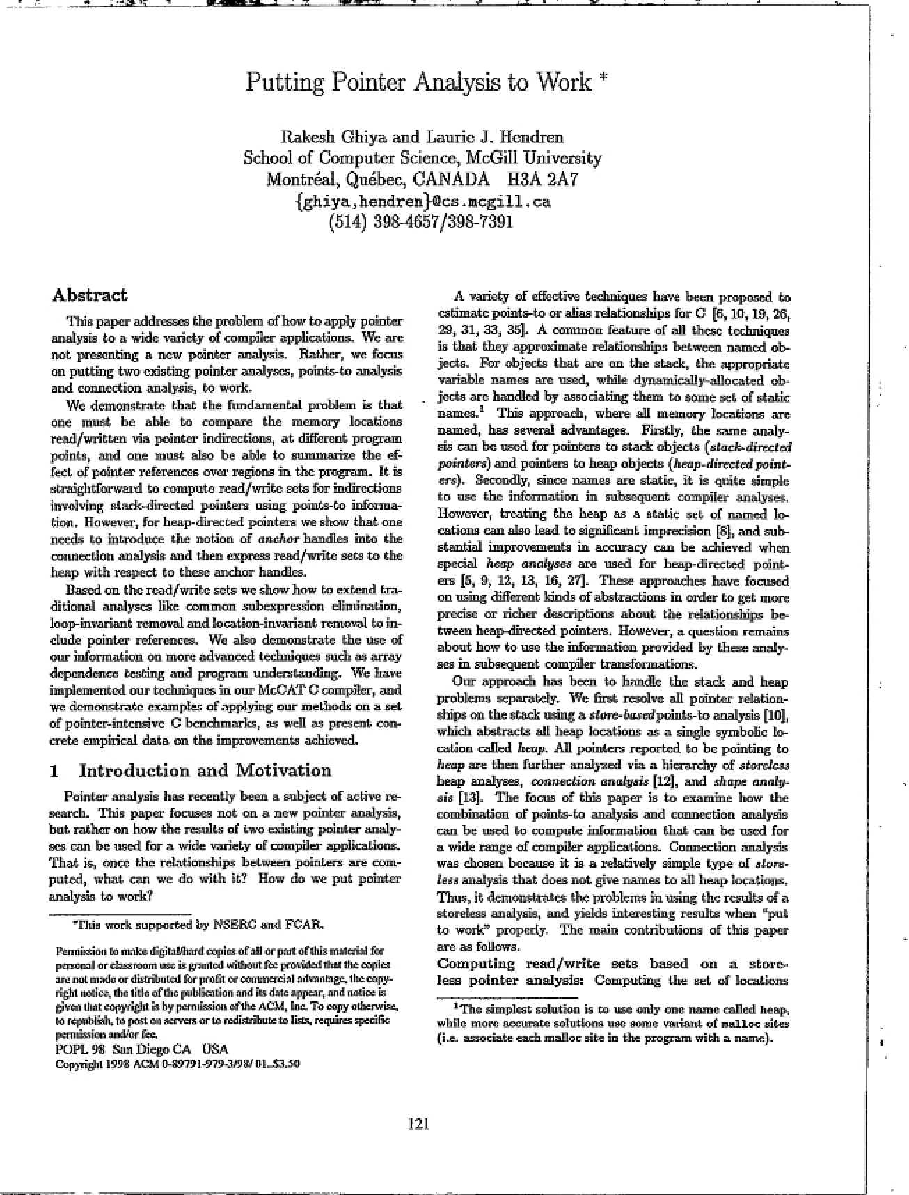 Applying Pointer Analysis