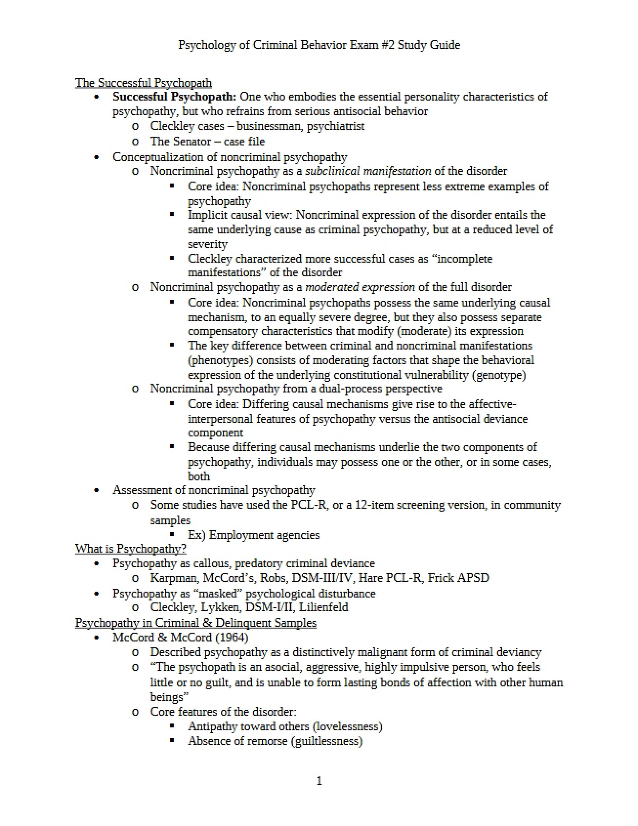 Introduction to the Psychology of Criminal Behavior