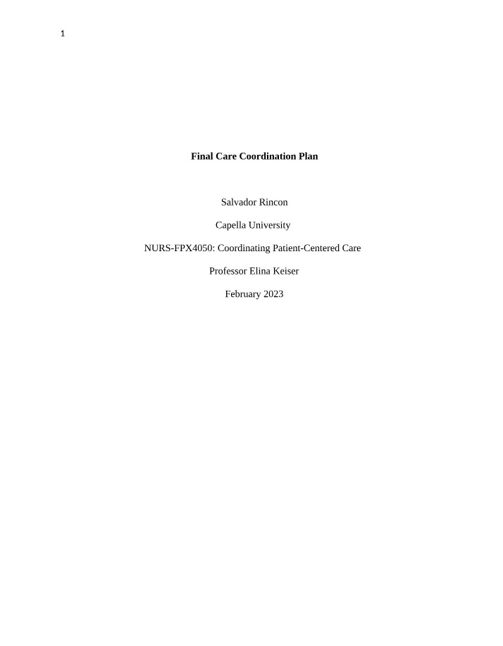 Mentally Unstable Patients - Care Coordination Plan