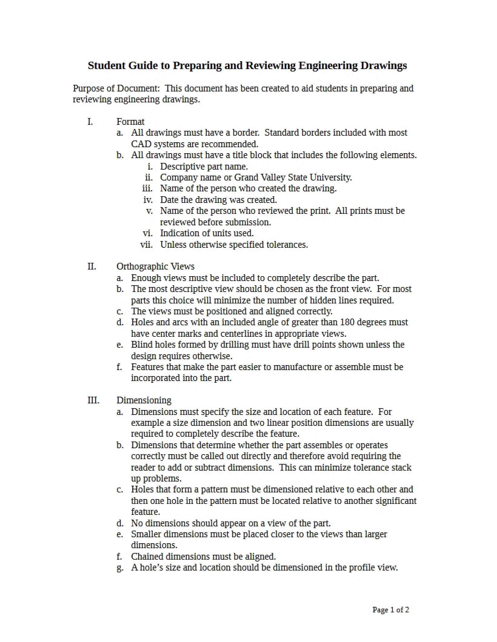Guide for Preparing Engineering Drawings