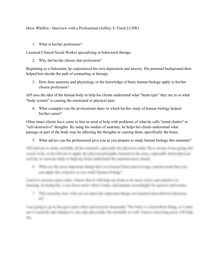 Interview with a Professional - Insights on the Human Role
