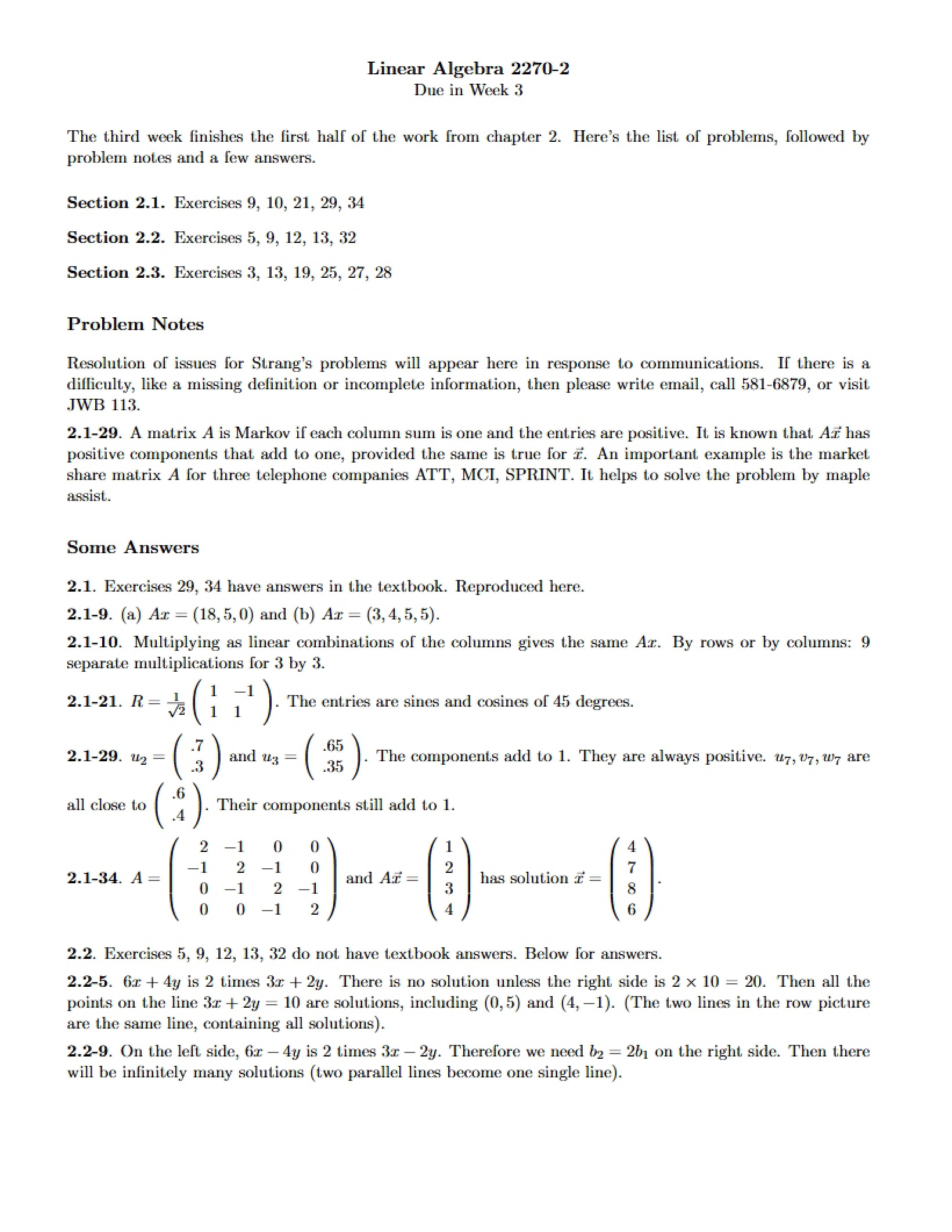 Set of Problems