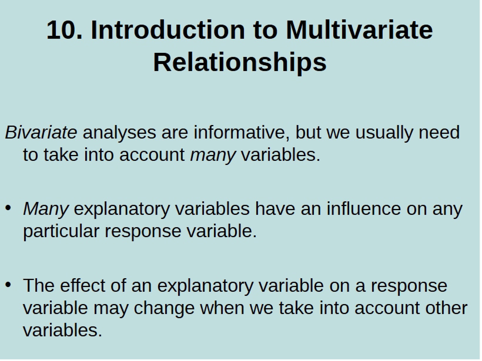 Relationships in Multivariate Data