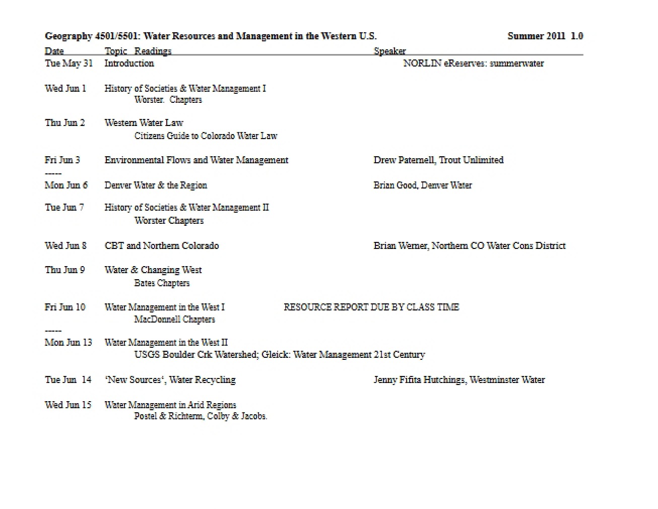 Second Syllabus