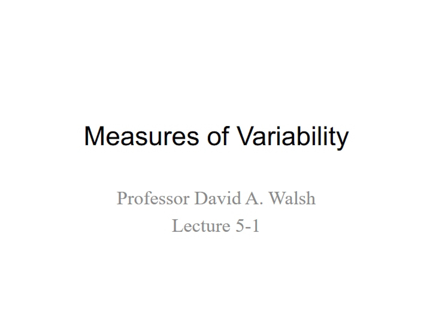 Variability Measures