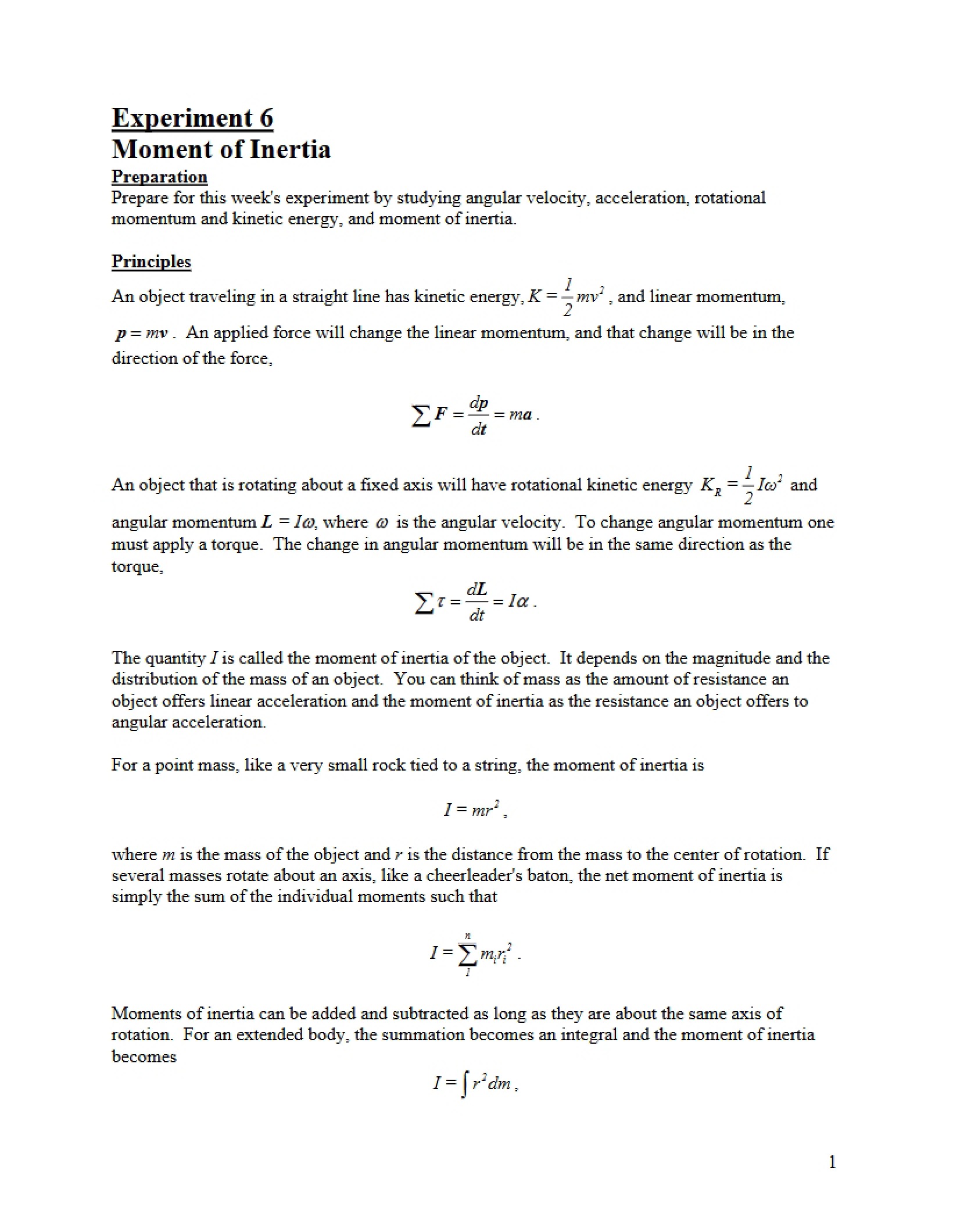 Moment of Inertia Module 6