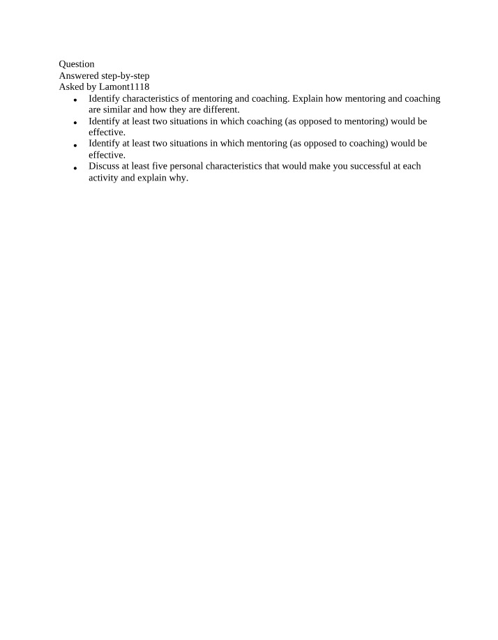 Guide for Mentoring and Coaching