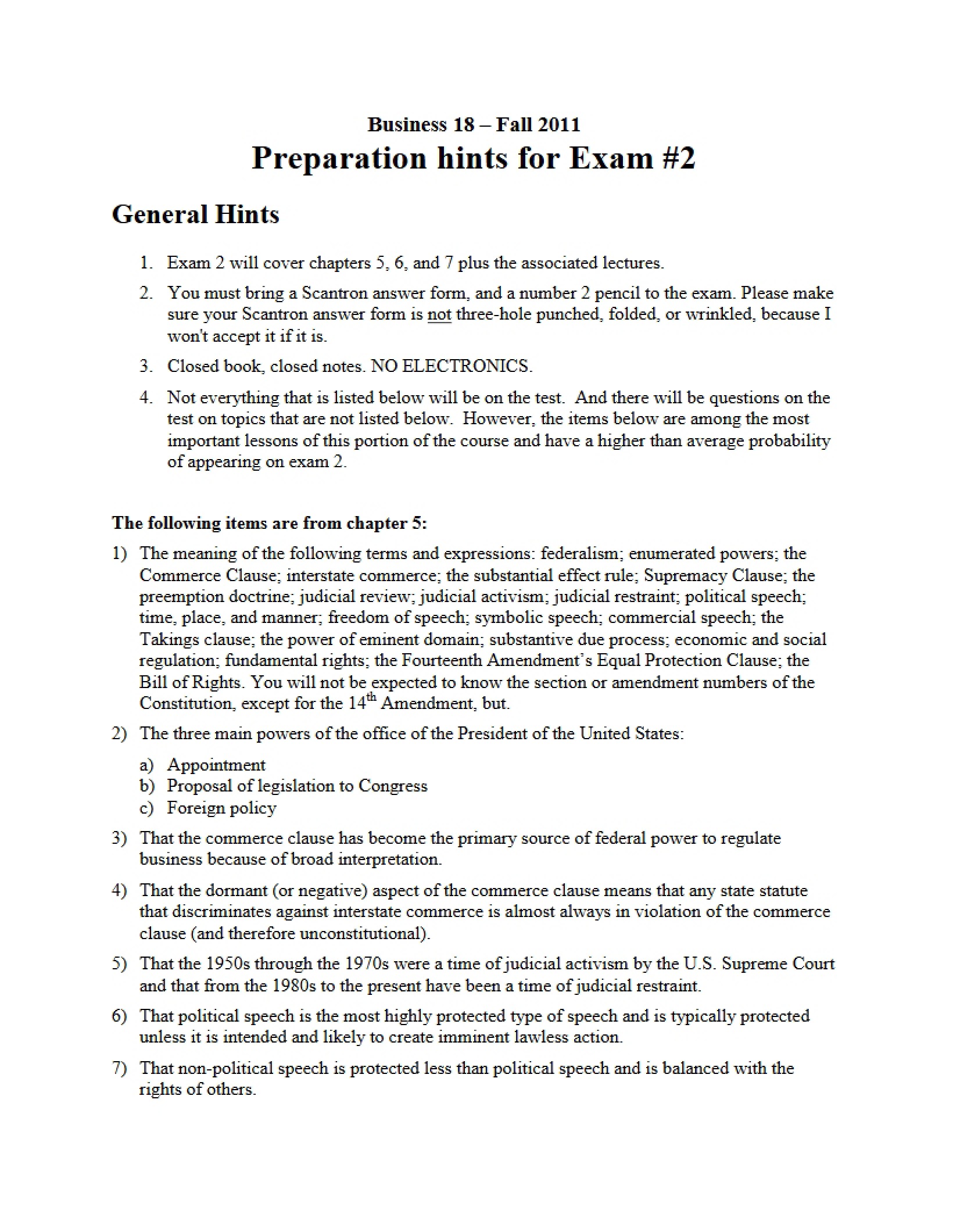 Exam 2 Prep Hints