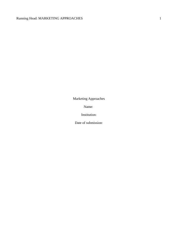Approaches to Marketing
