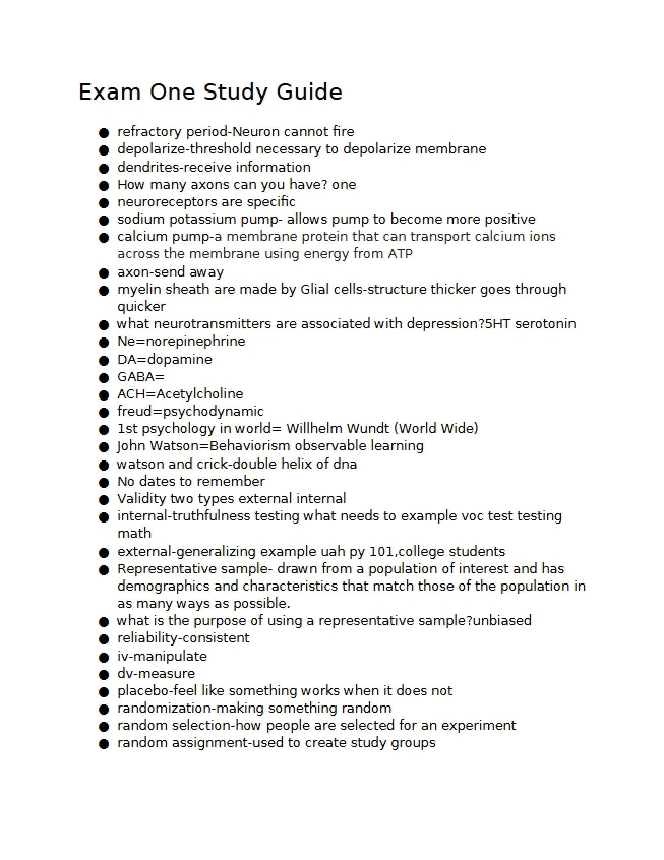 Psychology Exam One Guide