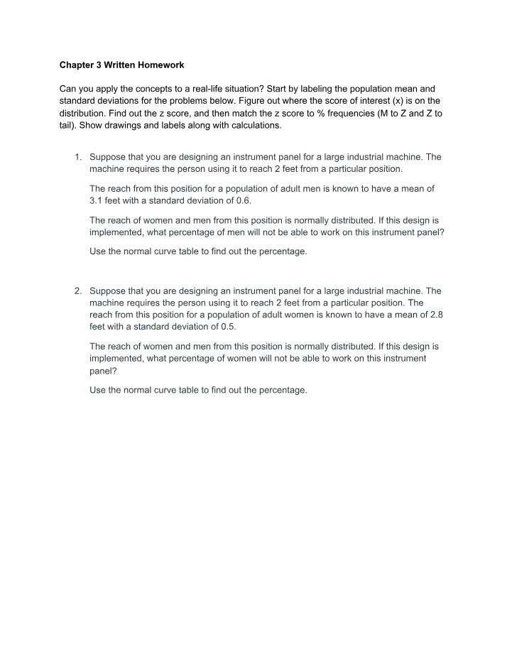 Written Homework for Chapter 3