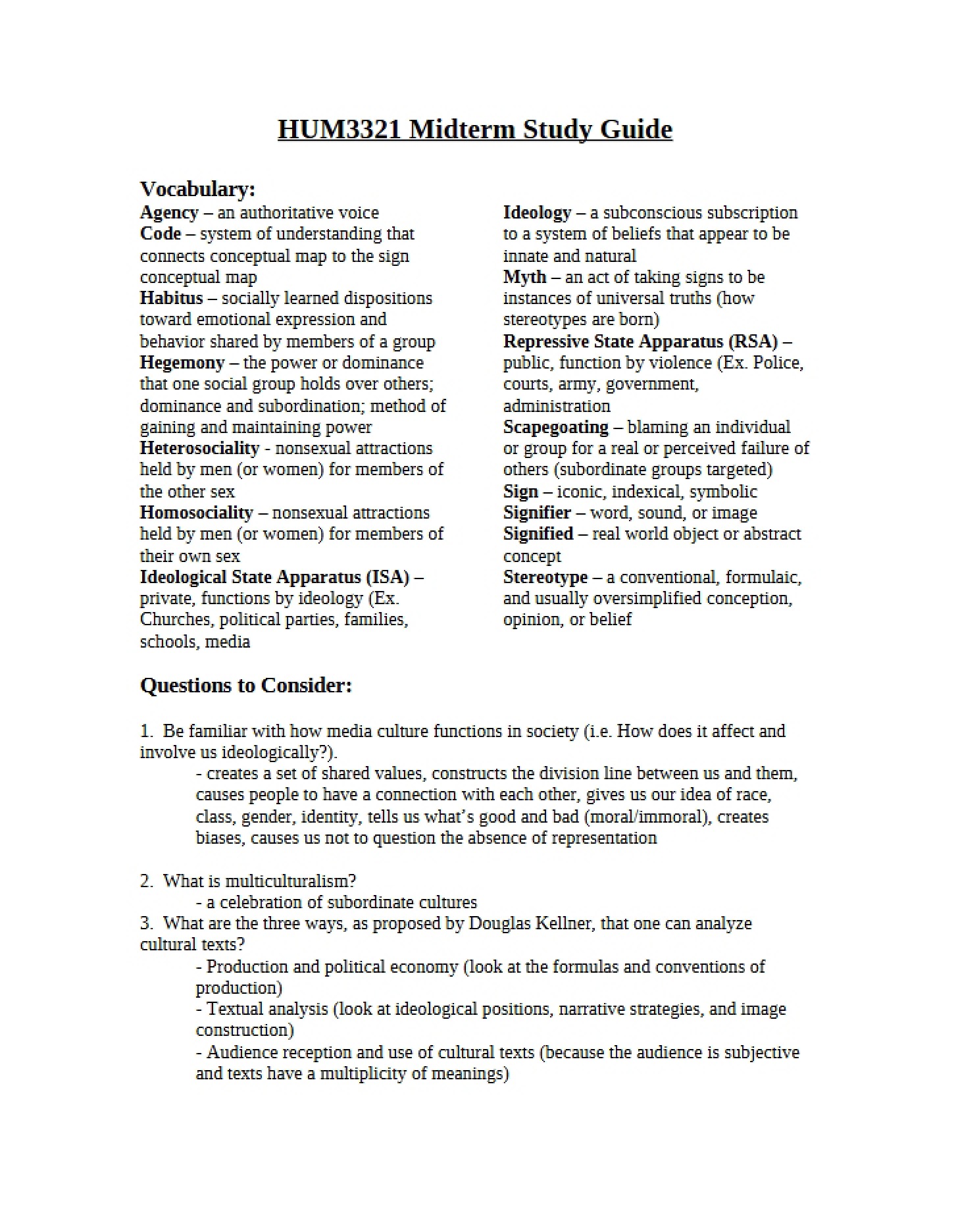 Essential Concepts for the Midterm