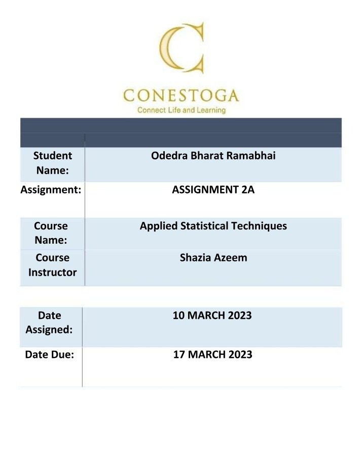 STAT8010 Assignment 2A - Applied Statistical Techniques